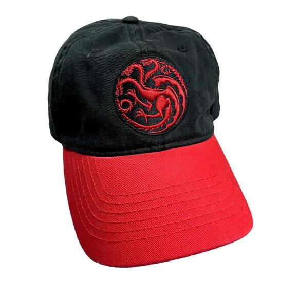 Game of Thrones HBO Baseball Cap Black Red House of Dragons Sigil GOT Adjustable - Picture 1 of 8